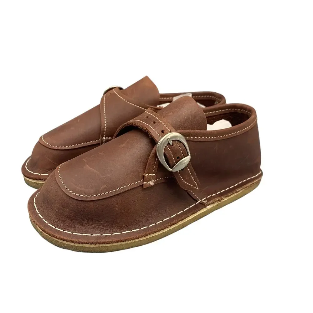 Bear Feet Boys Dress Shoes Size 11 Brown Leather Buckle Handmade USA Loafer